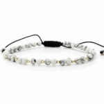 Bratara cu howlit alb si bilute din aur 14k