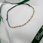 Bratara de glezna cu snur, margele Miyuki si bilute din aur 14k