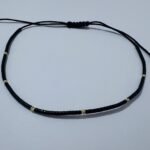 Bratara pentru glezna cu snur, margele Miyuki si bilute din aur 14k