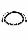 Bratara cu onix fatetat mat, charm rotund si 6 bilute din aur 14k - imagine 2