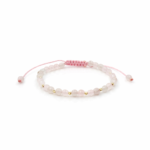 Bratara cu cuart roz si 10 bilute din aur 14k