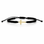 Bratara cu snur si cruce plina cu rama din aur 14k