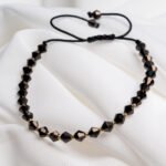 Bratara cu cristale biconice si bilute aur 14k