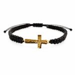 Bratara cu snur si cruce cu rugaciunea Tatal Nostru din aur 14k