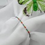 Bratara cu 3 bilute din aur 14k si margele Miyuki