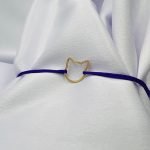 Bratara cu snur si pandantiv pisicuta aur 14k