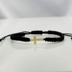 Bratara cu snur si cruce plina din aur 14k