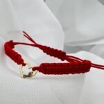 Bratara cu snur si inima cu piciorus din aur 14k