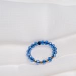 Inel cu cristale si 4 bilute din aur 14k