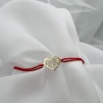 Bratara cu snur si inima pomul vietii din aur 14k