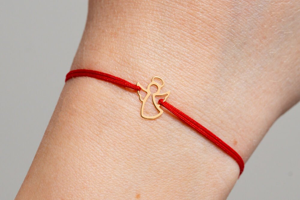 Bratara cu snur si ingeras din aur 14k - imagine 1