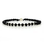 Bratara cu inchizatoare si 10 bilute din aur 14k + cristale din sticla