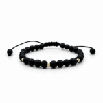 Bratara cu onix fatetat mat si 5 bilute de 3mm din aur 14k