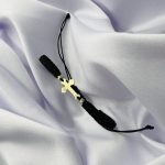 Bratara cu cruce plina si 2 bilute din aur 14k