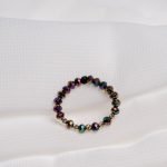 Inel cu cristale si 5 bilute din aur 14k