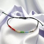 Bratara cu 6 bilute din aur 14k si margelute Miyuki colorate