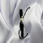 Bratara cu cruciulita, 2 bilute din aur 14k si snur impletit