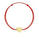 Bratara cu snur si inima plina din aur 14k