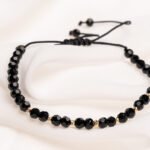 Bratara cu cristale rotunde si 7 bilute din aur 14k