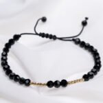 Bratara cu cristale rotunde si 12 bilute din aur 14k