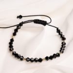 Bratara cu cristale biconice si 12 bilute din aur 14k