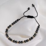 Bratara cu hematit si 10 bilute din aur 14k