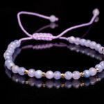 Bratara cu jad lila si 10 bilute din aur 14k