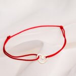 Bratara cu snur si inimioara din aur 14k