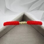 Bratara cu snur si bilute de 2.5mm si 3mm din aur 14k