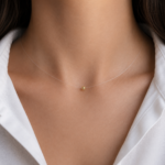 Colier fir transparent si o biluta de 3mm din aur 14k