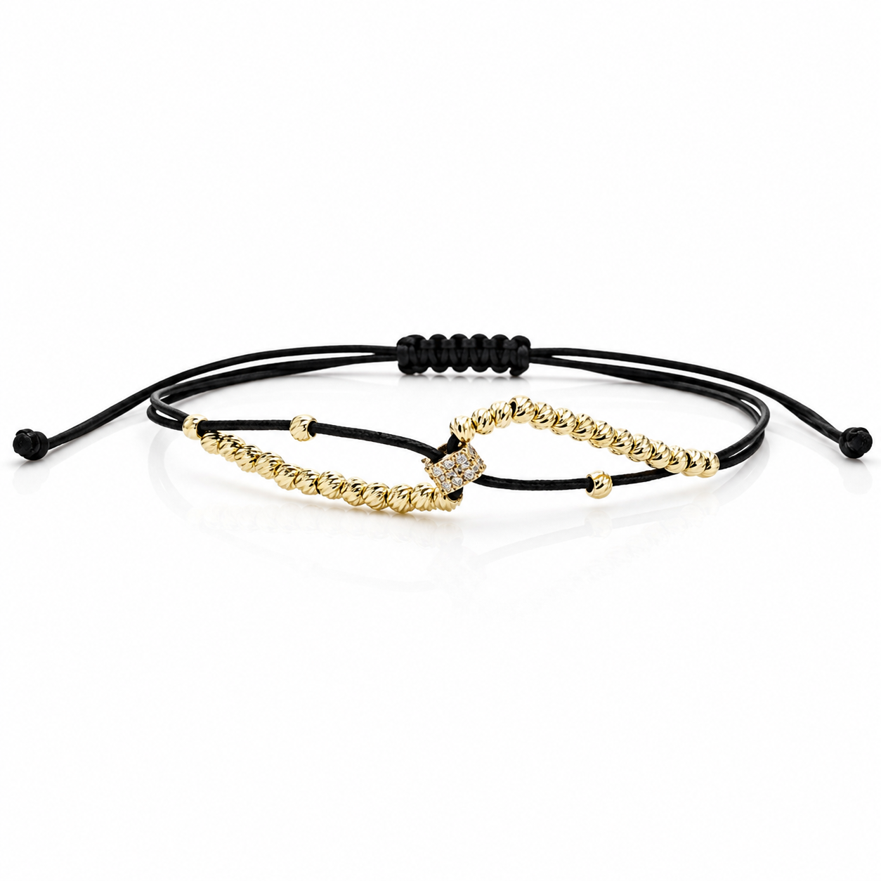 d47de89c-3db6-46c2-9e98-025753076210 Bratara cu snur, charm cub si bilute din aur 14k - imagine 1