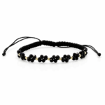 Bratara cu snur impletit si 8 bilute de 2.5mm din aur 14k