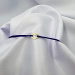 Bratara cu snur si inima decupata din aur 14k