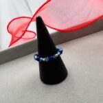 Inel Blue cu cristale si 2 bilute din aur 14k