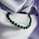 Bratara cu Malachit si 10 bilute din aur 14k