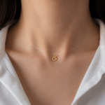 Colier fir transparent si inimioara din aur 14k