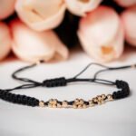 Bratara Specials cu snur impletit si bilute din aur 14k