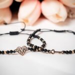 Set cuplu - inima si cheie cu onix si 10 bilute din aur 14k