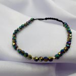 Bratara cu cristale rotunde si 3 bilute de 2.5mm din aur 14k