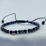 Bratara cu hematit, onix si bilute din aur 14k