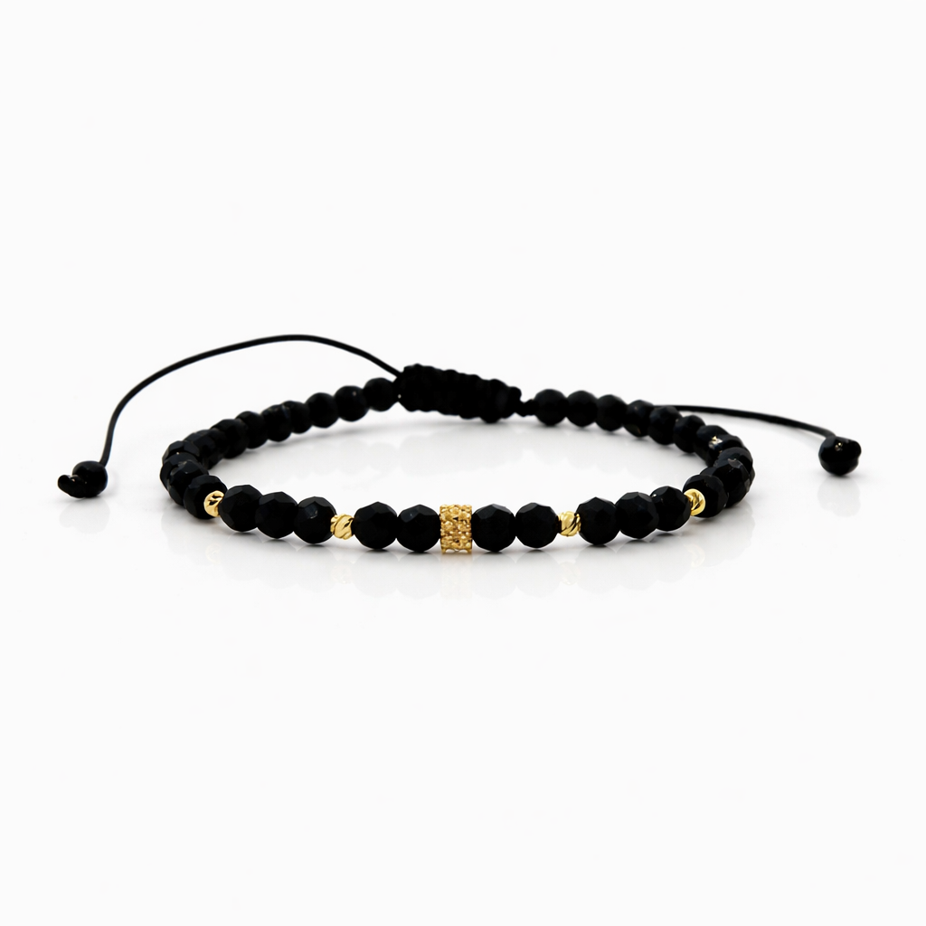 22411045-f38b-42e9-ba98-4e4e7978d0a8 Bratara cu 6 bilute si charm cu pietricele albe din aur 14k si cristale - imagine 1