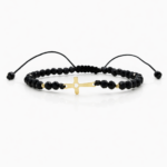 Bratara cu cruciulita inima si bilute din aur 14k