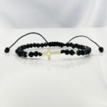 Bratara cu cruciulita inima si bilute din aur 14k