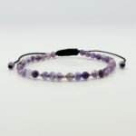 Bratara cu ametist si 5 bilute din aur 14k