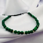 Bratara cu malachit si 5 bilute din aur 14k