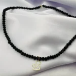 Colier cu mama si copilul, inchidere si anou din aur 14k + cristale