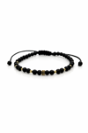 Bratara cu onix mat, charm si 8 bilute din aur 14k