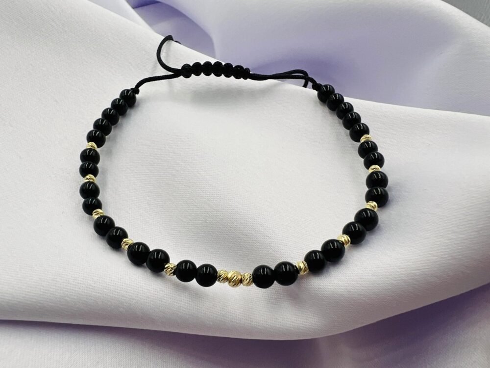 Bratara cu onix si 13 bilute din aur 14k - imagine 1
