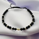 Bratara cu onix si 13 bilute din aur 14k