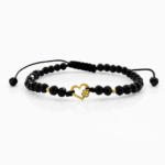 Bratara cu inima cu trifoi, bilute din aur 14k si cristale